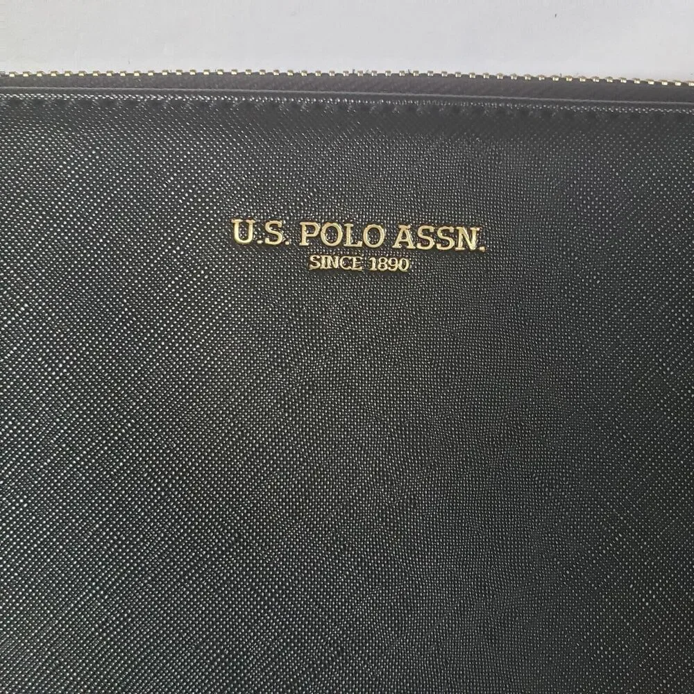 U.S.‎ Polo Assn Wristlet Clutch Unisex Pony Black Flat Large 12x8 Rectangle Bag